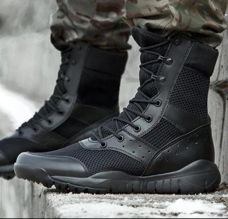 Summer Combat Boot Men Women Climbing Training Lightweight Waterproof Tactical Boots Outdoor Hiking Breathable Mesh Shoes