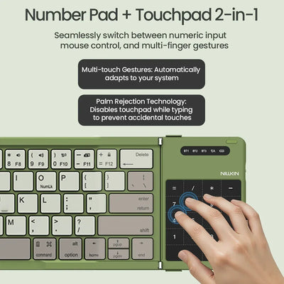NILLKIN Mini Foldable Wireless Bluetooth Keyboard Rechargeable Folding Portable Keyboards With Touchpad for Windows iOS Android