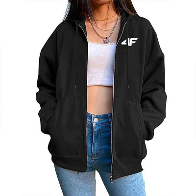 Womens Zipper Cardigan Hooded Sweatshirt Printing Outfits Fashion Hot sale Casual Jogging Top Clothing Lady Versatile Sport Coat