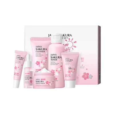 6pcs Sakura Skin Care Set Hydrating Moisturing Smoothing Nourishing Brightening Firming Women Beauty Skincare Product
