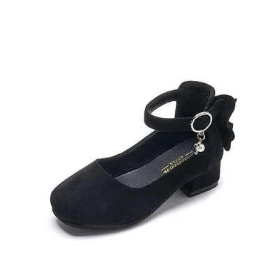 Kids Velvet Black, Pink, Red Leather High Heeled Shoes 3-15T | Girl's Princess Shoes For Party, Wedding, Dance | Children's Fashion