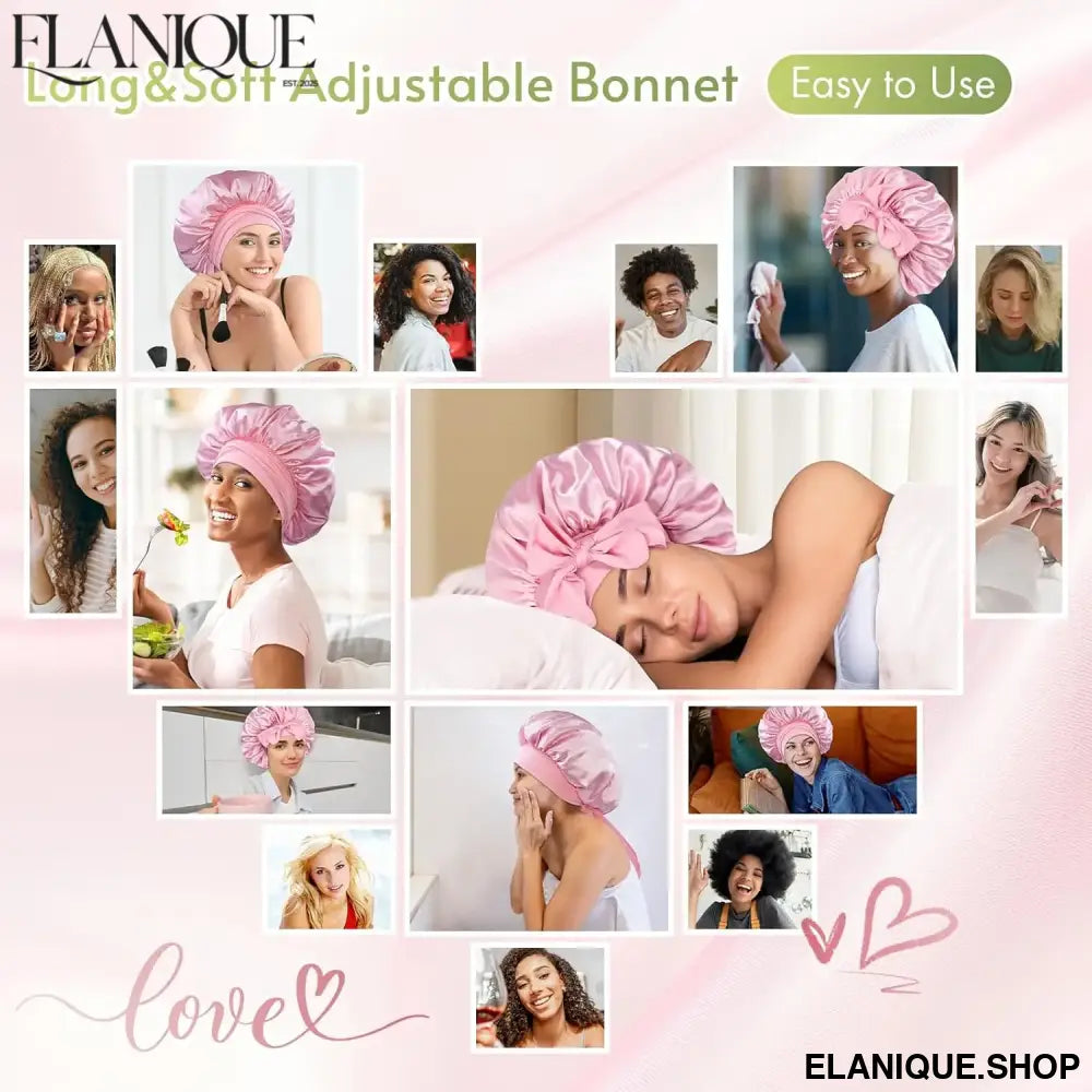 Adjustable Satin Bonnet with Tie Band – Overnight Hair Protection, 9 Colours