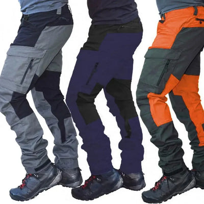 Windproof Cargo Pants Men Summer Long Work Trousers Male Outdoor Color Block Multi Pockets Sports Camping Fishing Pant