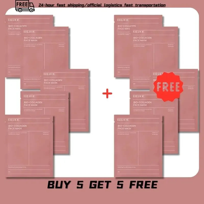 1/5/10PCs Bio Collagen Face Mask Shrink Pores Deep Hydrating Overnight Mask Moisturizing Refreshing Brightening Face Skin Care