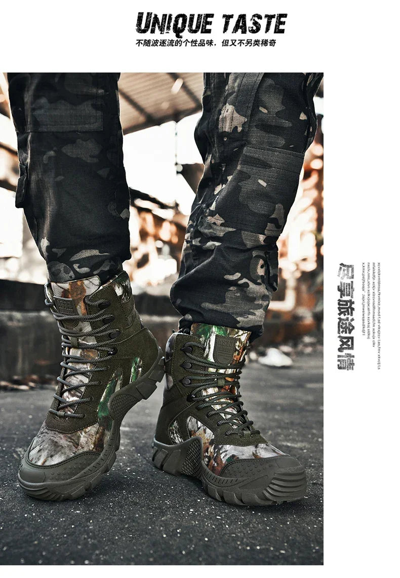 New Men Tactical Boots Lace Up Waterproof Climbing Hiking Shoes Motorcycle Training Army High Quality Hunting Unisex Desert Boot