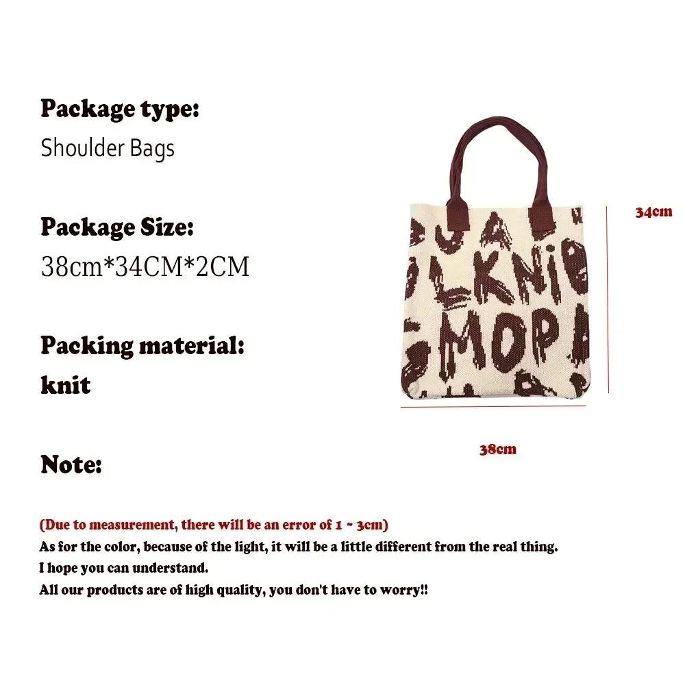 Knitting handbags for women letter designer handbag handheld bags large capacity underarms for bolsas para mujeres
