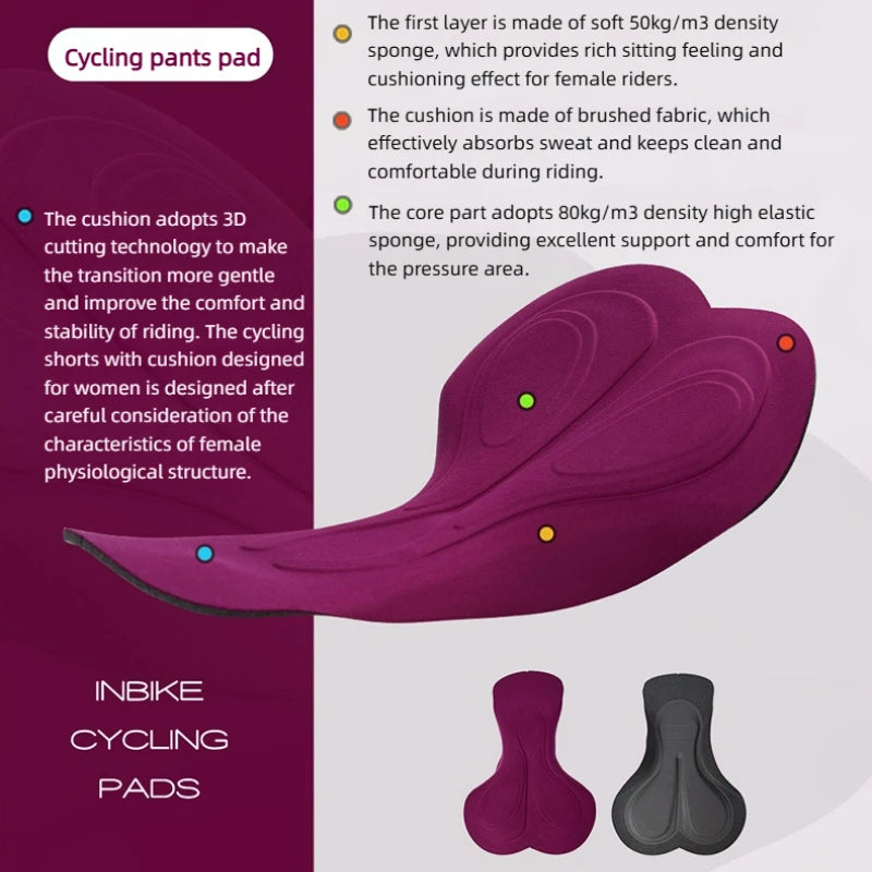 INBIKE Women's High Waist Cycling Shorts Padded Biking Pants With Pockets For Comfort Bicycle Tights For Biking Outdoor Sports
