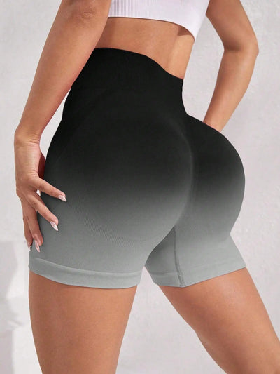 Women Seamless Ombre Scrunch Workout Shorts High Waisted Running Yoga Gym Workout