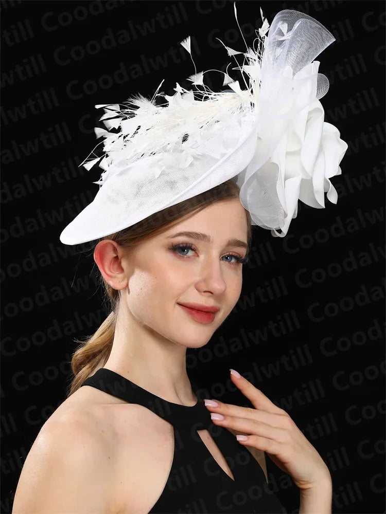 Royal Ascot Big Fascinator Derby Hat Women Kentucky Derby Headpiece Flower Wedding Fascinators Hats Hair Clip Ladies Chapeau