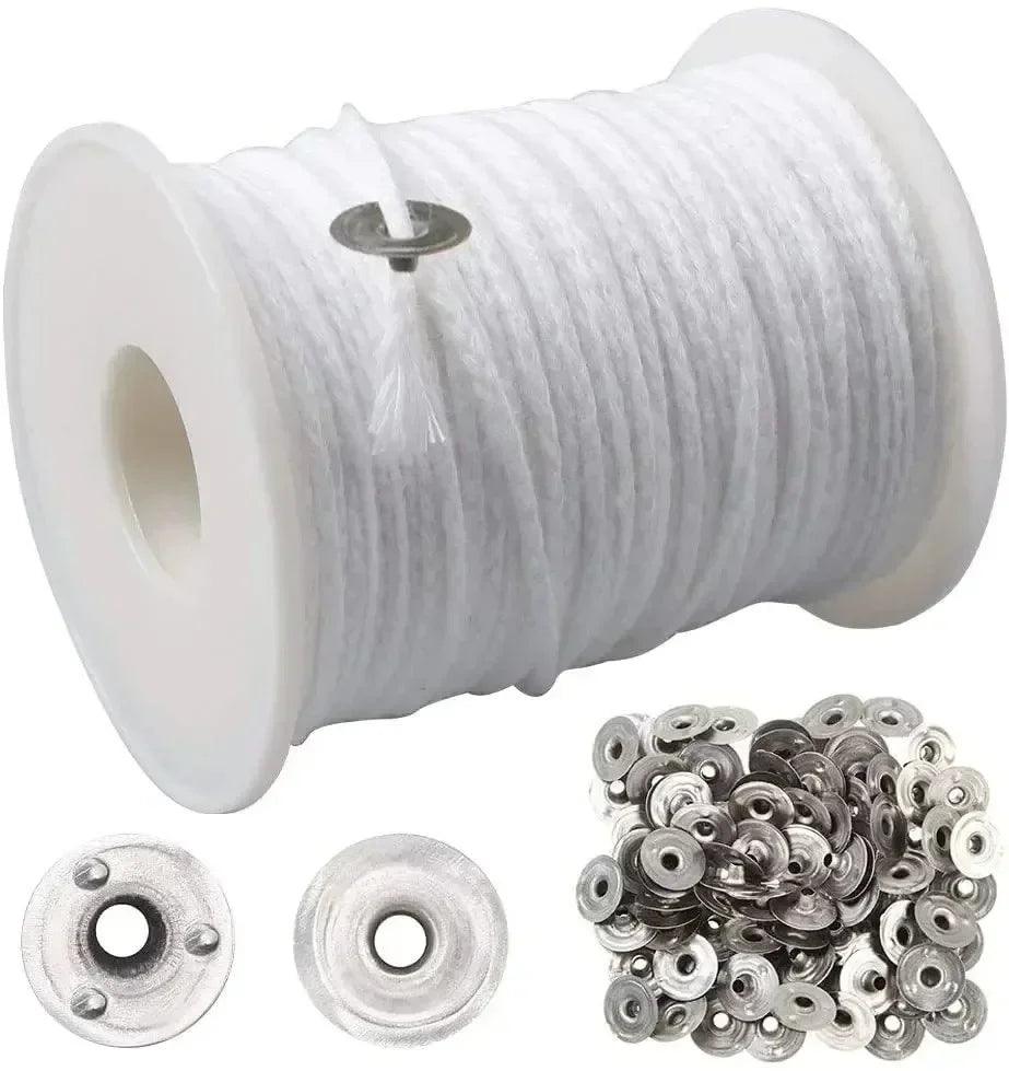 100pcs candle holder 61m cotton wick smokeless aromatherapy cylindrical thread making kit diy maker