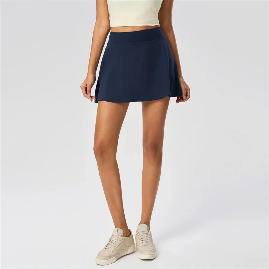 Women Sports Skorts High Waist Tennis Skirt With Pocket Fitness Running Athletic Golf Culotte Gym Sportswear Shorts