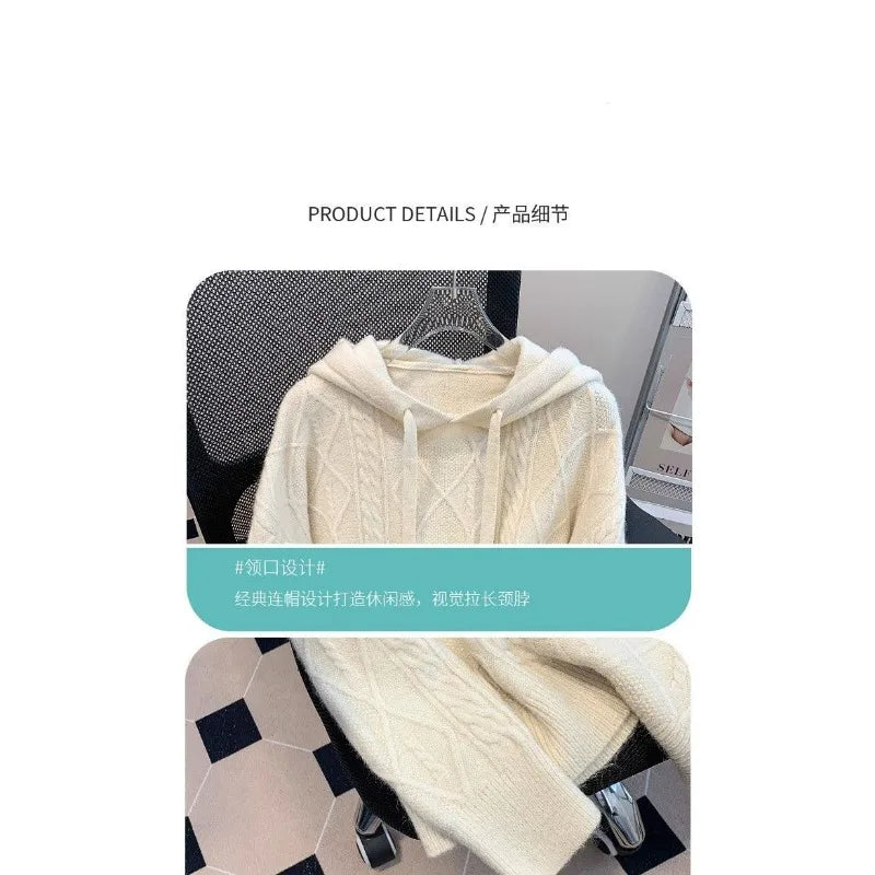 Bottom Sweater Knitted Sweater for Women in Autumn Hooded Sweater New Style 2025 Thickened Fashionable Top