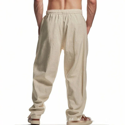 Men's Linen Wide-leg Pants for All Seasons Hip-hop Street Fashion Casual Pants Loose and Versatile Breathable Trousers for Men