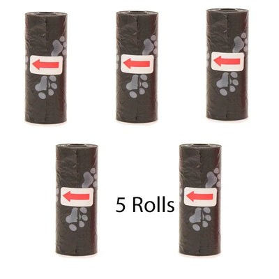 Disposable Pet Poop Bags Dog Poop Bag Bone Dispenser with Leash Clip Puppy Dog Products Supplies 5Roll(75Pcs) Bags