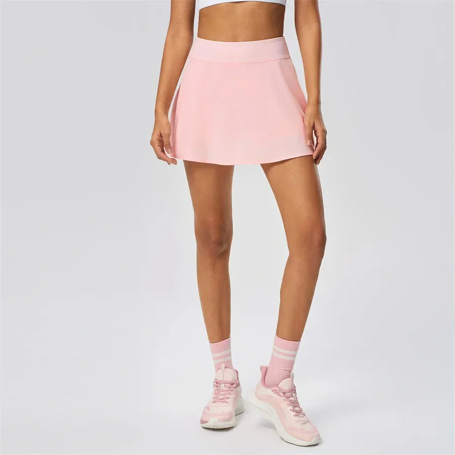 Women Sports Skorts High Waist Tennis Skirt With Pocket Fitness Running Athletic Golf Culotte Gym Sportswear Shorts