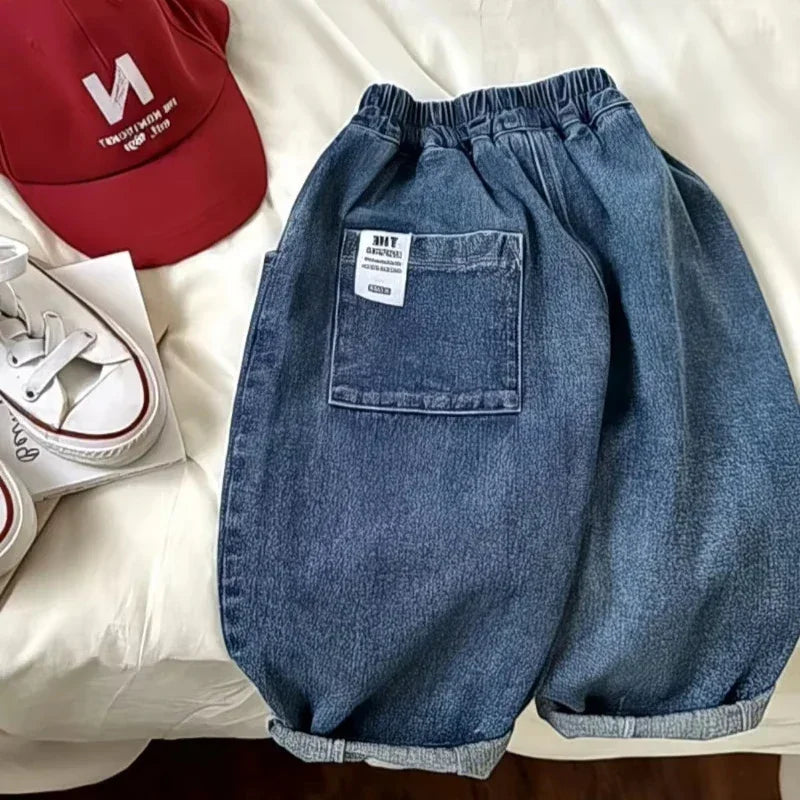2025 Spring Summer Children's Clothes Girls Jeans Cotton Loose Baby Boys Harem Pants 1-7Year Toddler Kids Casual Denim Trousers