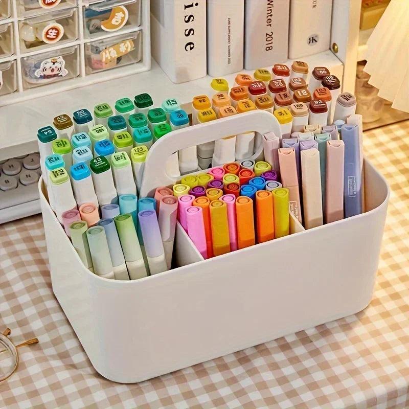 Multi-functional office supplies storage box - desk organizer with multiple compartments for markers and small