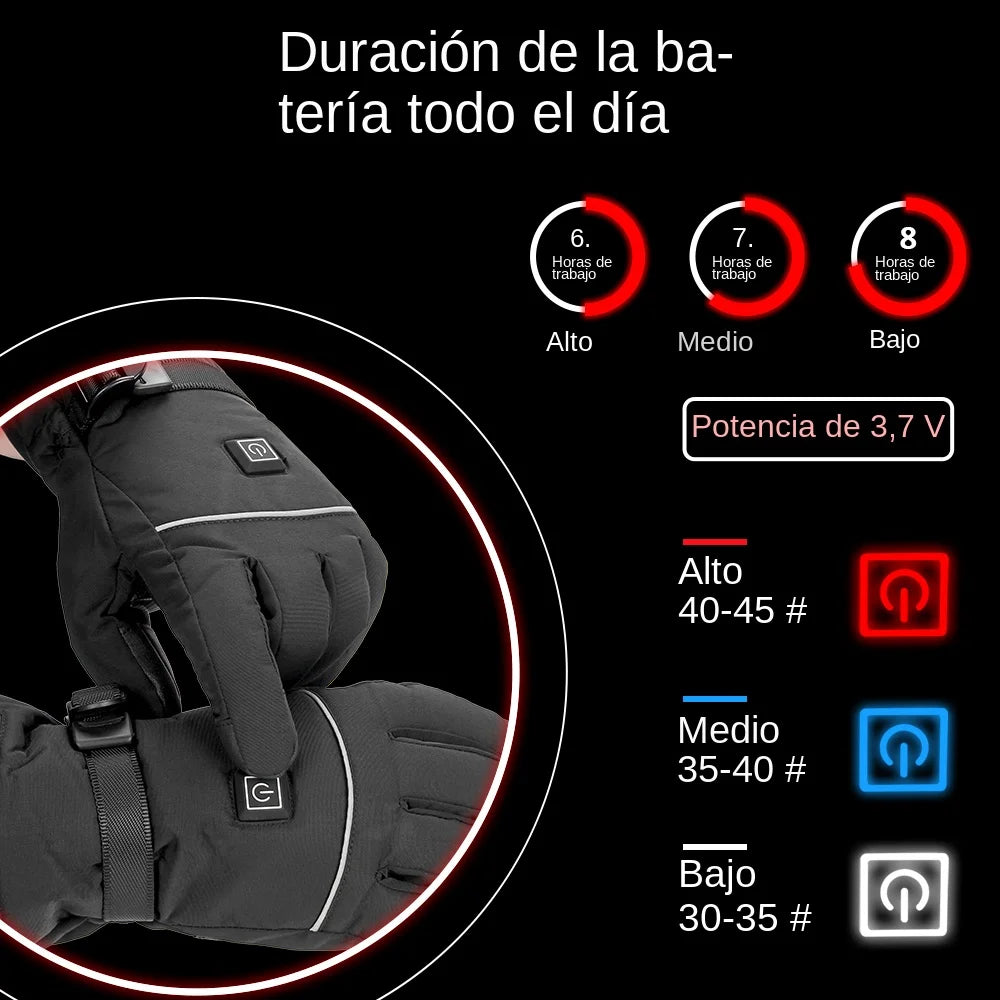 Heated Motorcycle Gloves Winter Warm Motorcycle Gloves Guantes Moto Heated Gloves Waterproof Rechargeable Heating Thermal Gloves