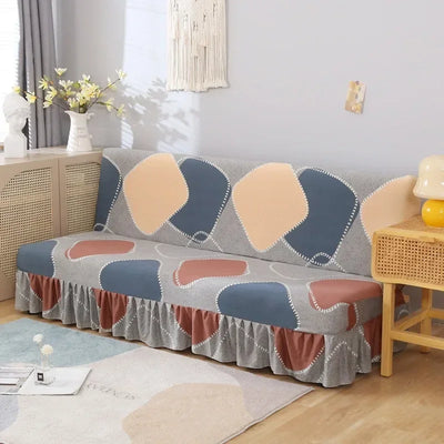 1/2/3Seater Sofa Bed Cover with Elastic Printing Seat Cover Armless Sofa Bed Cover Sofa Covers for Living Room Home Decor