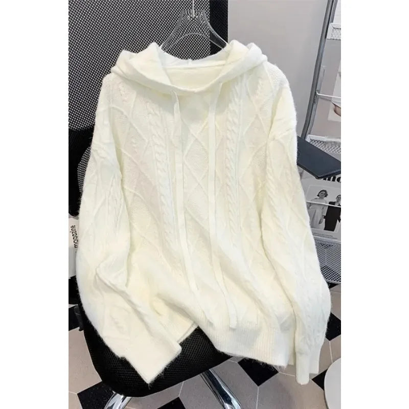 Bottom Sweater Knitted Sweater for Women in Autumn Hooded Sweater New Style 2025 Thickened Fashionable Top