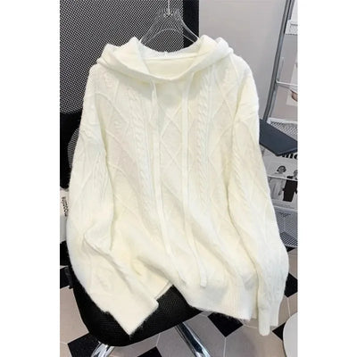 Bottom Sweater Knitted Sweater for Women in Autumn Hooded Sweater New Style 2025 Thickened Fashionable Top