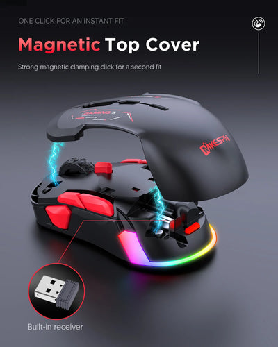 Wireless Bluetooth 2.4G 10000DPI Macro Gaming Mouse 10 Programmable Keys chargeable Game Mouse Charging RGB Left handed hand