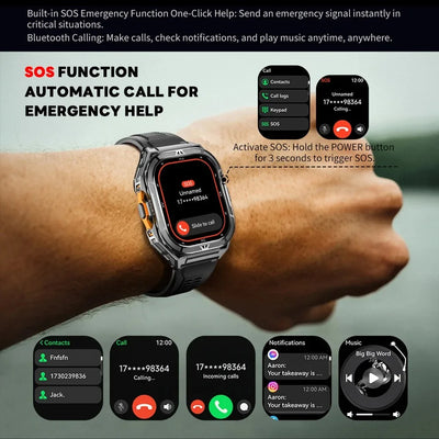 2025 New GPS Smart Watch Men 1.96-inch HD AMOLED Screen Compass Bluetooth Call 5ATM Waterproof Sport Smart Watch for Android iOS