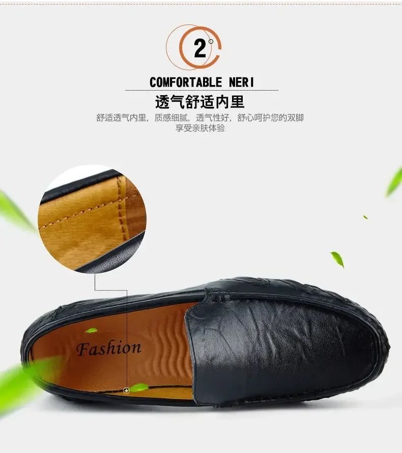 Autumn Shoes for Men Leather Casual Shoes Luxury Italian Men's Loafers Moccasins Breathable Black Versatile Driving Shoes 2024
