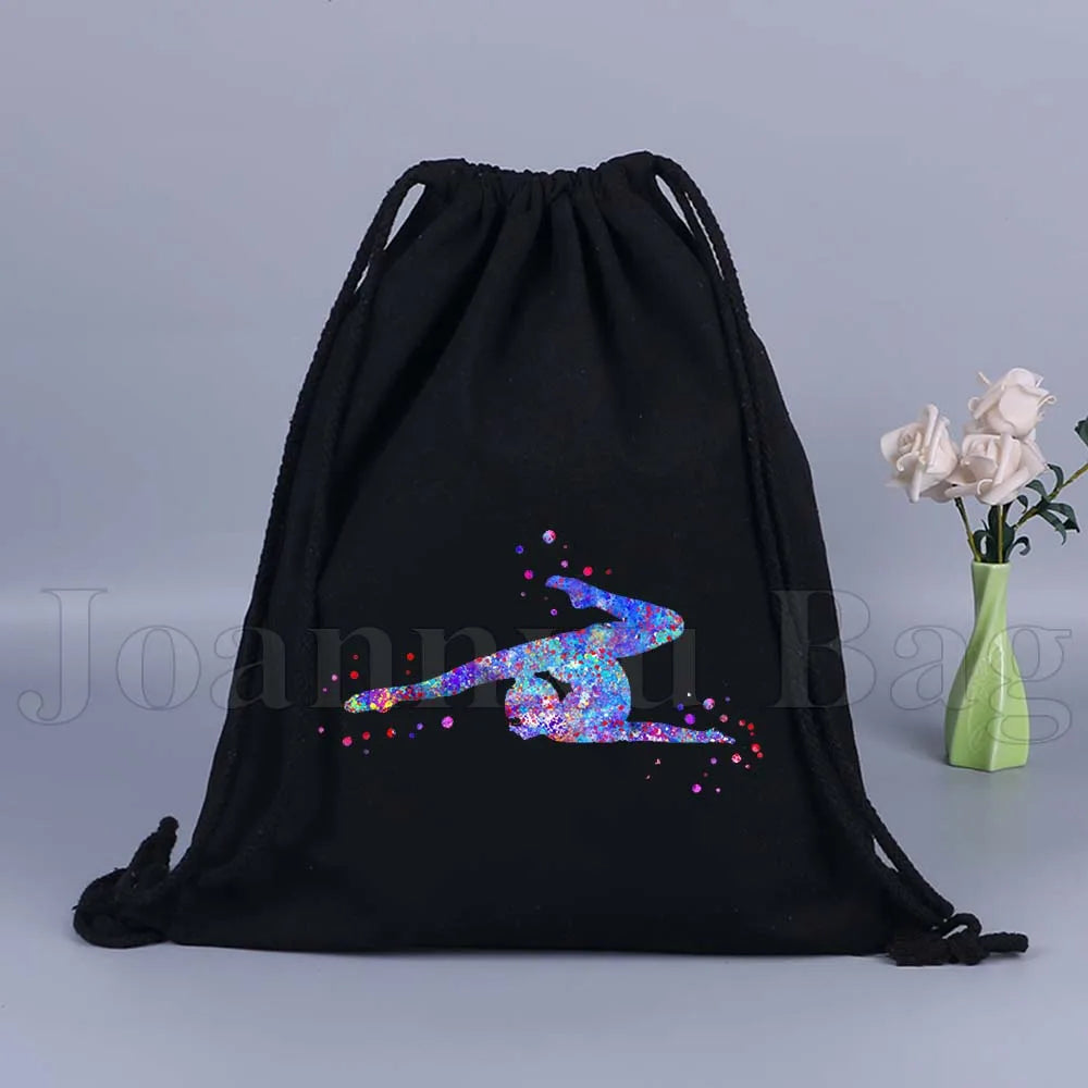 Tumbling Gymnastics Girl Gymnast Women Rhythmic Balance Beam Aerial Yoga Drawstring Backpack Sackpack String Bag String Bags