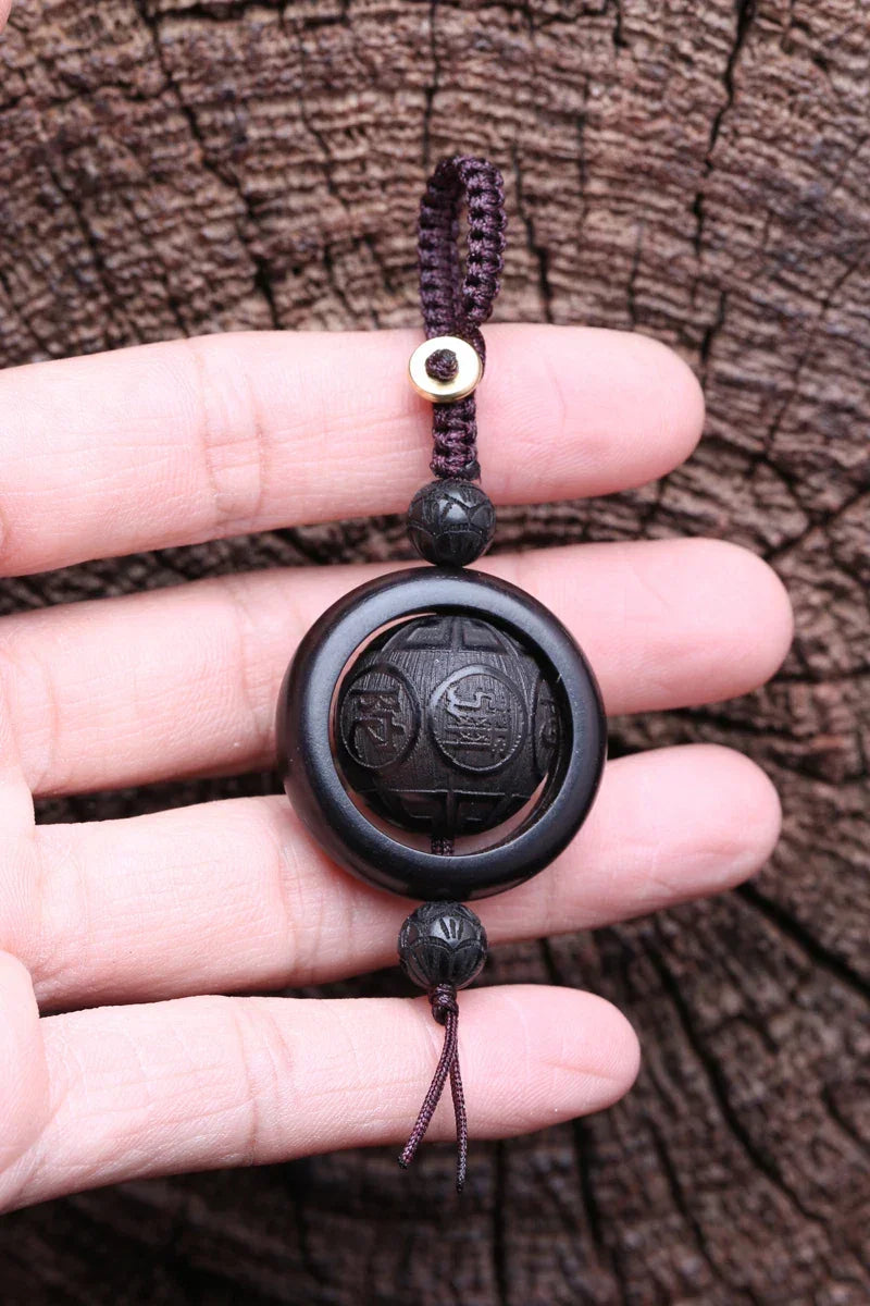 Handmade Original Tibetan Buddhism Ebony Keychain Handmade Retro Wooden Keychain