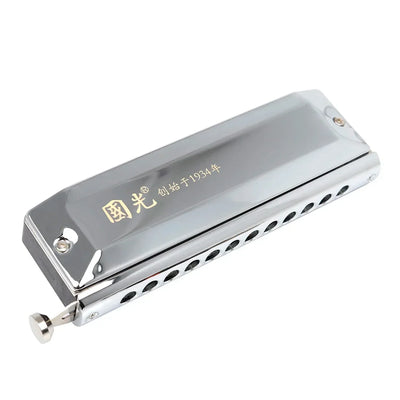 Professional Silver Chromatic Harmonica｜12-Hole 48 Tones w/Stainless Cover｜Guoguang Voice-Optimized｜Home Use for All Ages 🎶