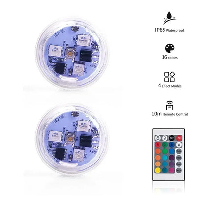 LED RGB Underwater Lights with Remote Control Submersible Light Waterproof For Fish Tank Swimming Pool Wedding Party Lamp