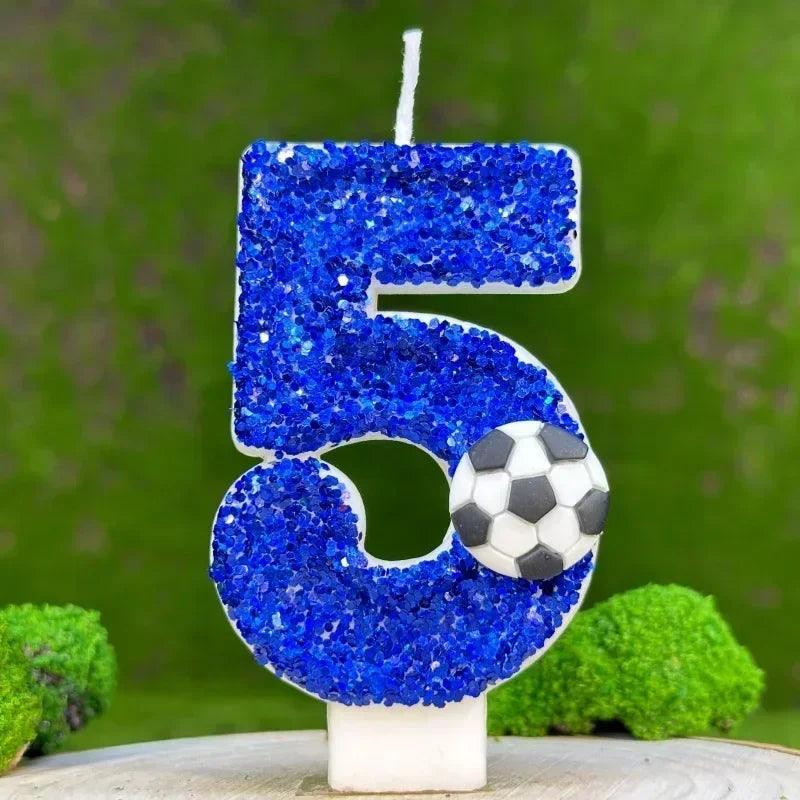 Blue football cake candle 0-9 number party decorative birthday decoration topper