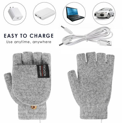 Hand Warmers Mittens Electric Heated Gloves Heater Rechargeable USB Reusable Winter Warm Heating Laptop for Women Men
