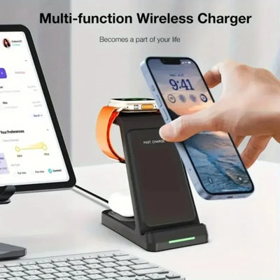 30W Wireless Charger Stand 3 in 1 Fast Charging Station for iPhone 16 15 14 13 12 iWatch 10/9/8/7/6/5/4/3 Airpods 4/3/2/Pro