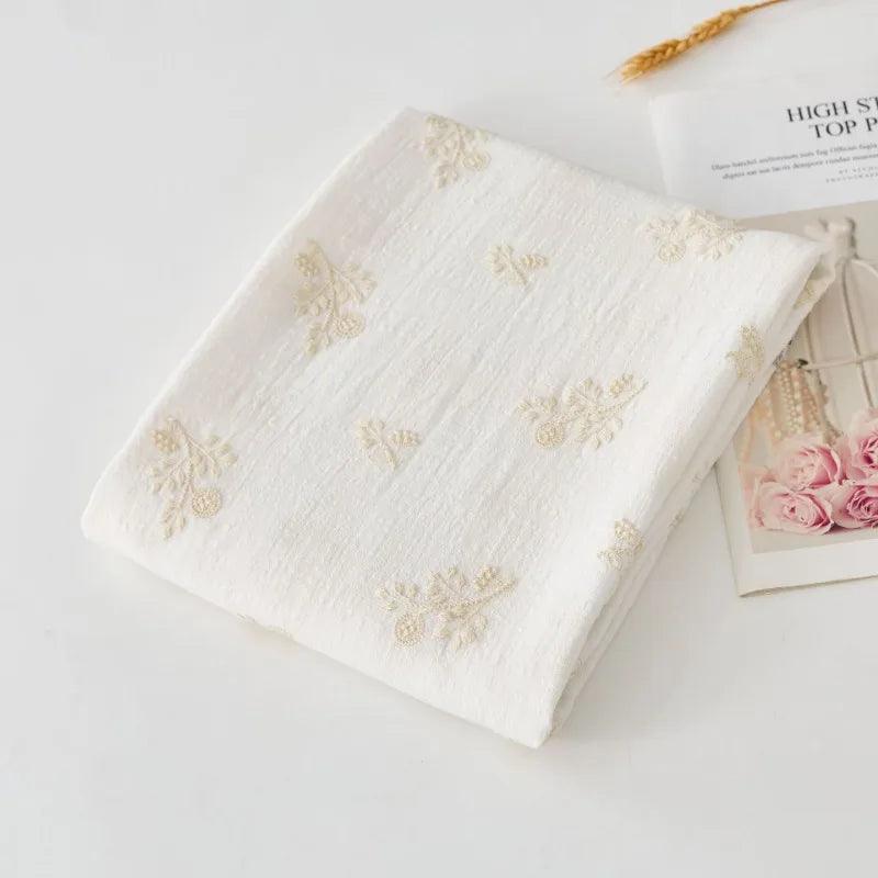 140x50cm embroidered slub cotton linen fabric clothing sewing diy women’s dress forest flower cloth
