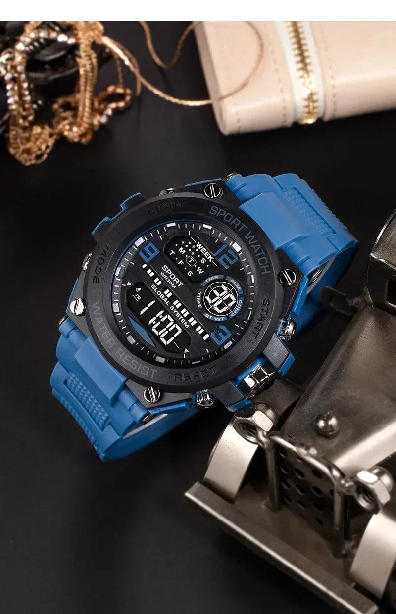 Top luxury electronic watch for man outdoor sport stopwatch waterproof calendar digital clock 24355