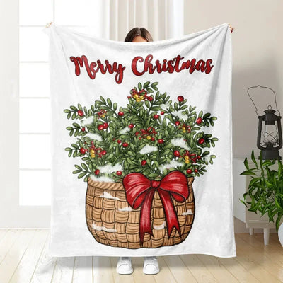 Merry Christmas Blankets Fleece Decoration Portable Ultra-Soft Throw Blanket for Home Car Plush Thin Quilt Blanket