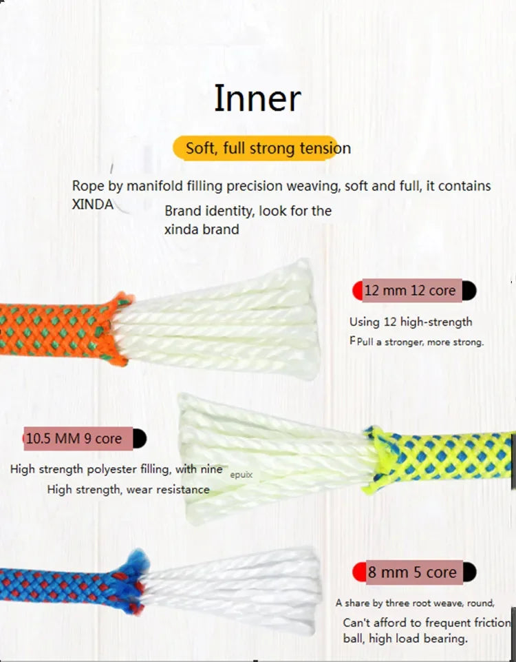 8mm Climbing Rope Outdoor Tree Rock Equipment Mountaineering Lifeline Emergency Survival Safety Gear Escape Rescue Static Rope