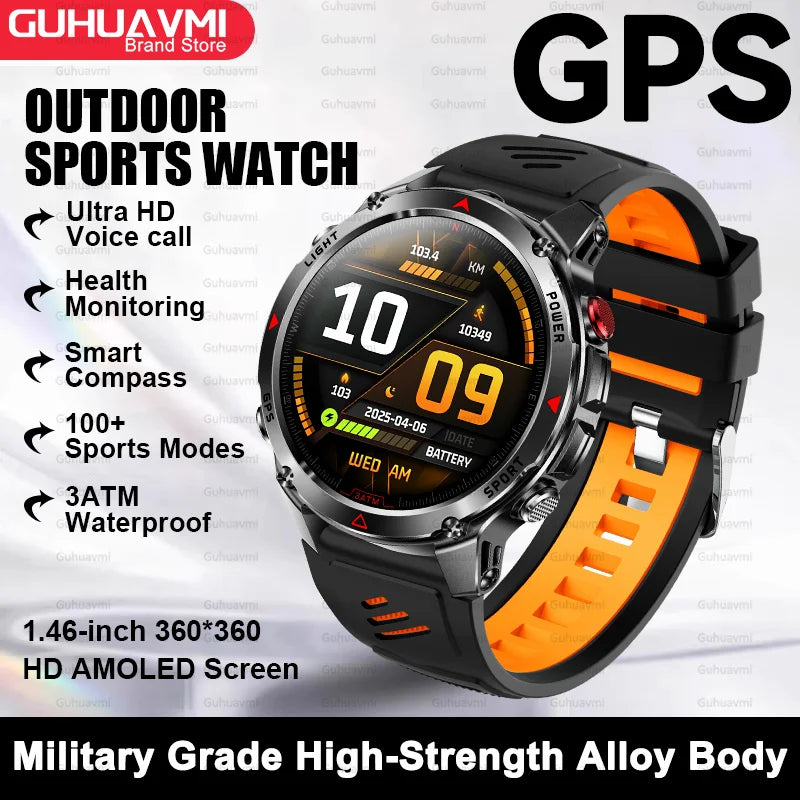 2025New Smart Watch For Men 1.46'' 360*360 HD AMOLED Color Display Voice Call Compass LED Sports Fitness Waterproof Watch Ladies