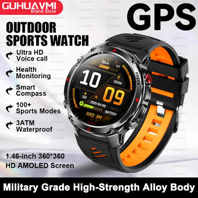 2025New Smart Watch For Men 1.46'' 360*360 HD AMOLED Color Display Voice Call Compass LED Sports Fitness Waterproof Watch Ladies
