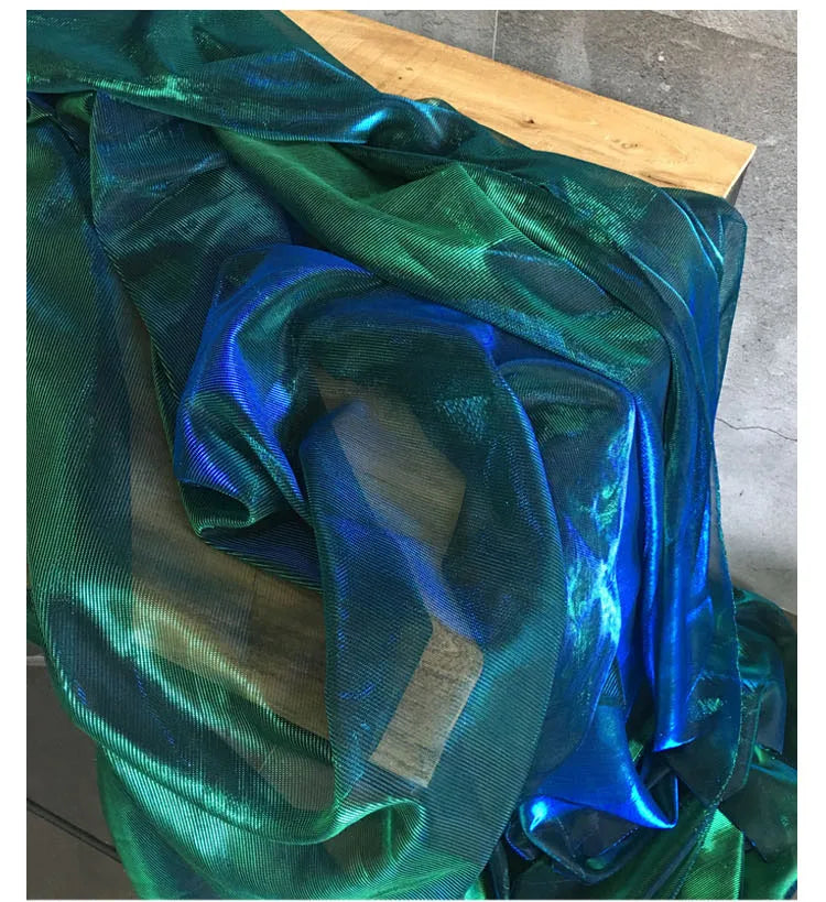 Laser Mesh Fabric Magic Color Soft Drape Color Ultra-transparent Hollow Texture Lace Clothing Dress Designer Fabric Cloth