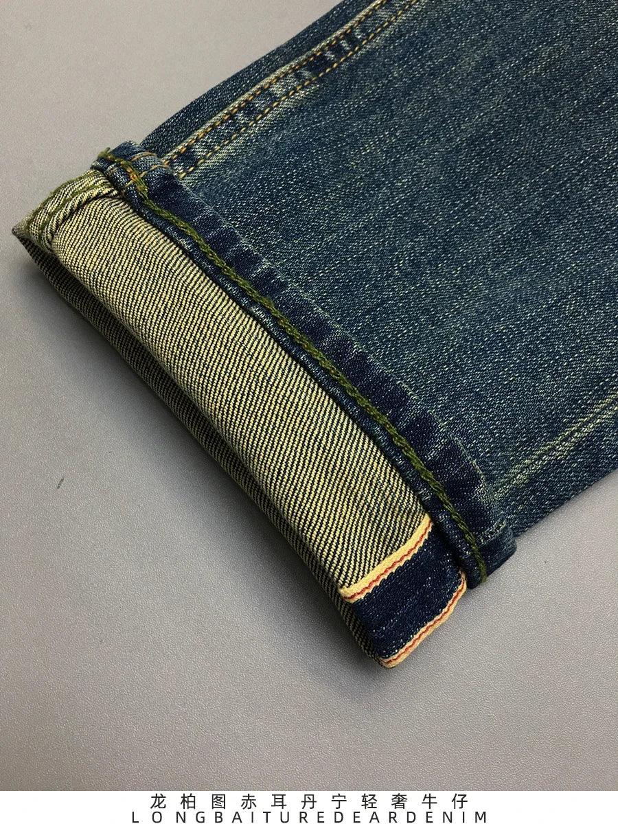 12.5oz Red Selvedge Denim Jeans for Men 99% Cotton High Quality American Vintage Casual Spring Autumn Tapered Straight Pants 5KM