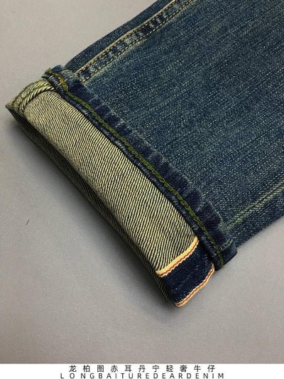 12.5oz Red Selvedge Denim Jeans for Men 99% Cotton High Quality American Vintage Casual Spring Autumn Tapered Straight Pants 5KM