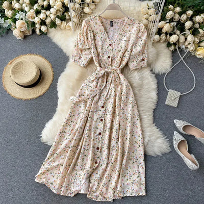 Korean Red elegant sexy Dress women Summer Autumn V-neck polka dot midi dress waist split dress vestidos de fiesta clothes