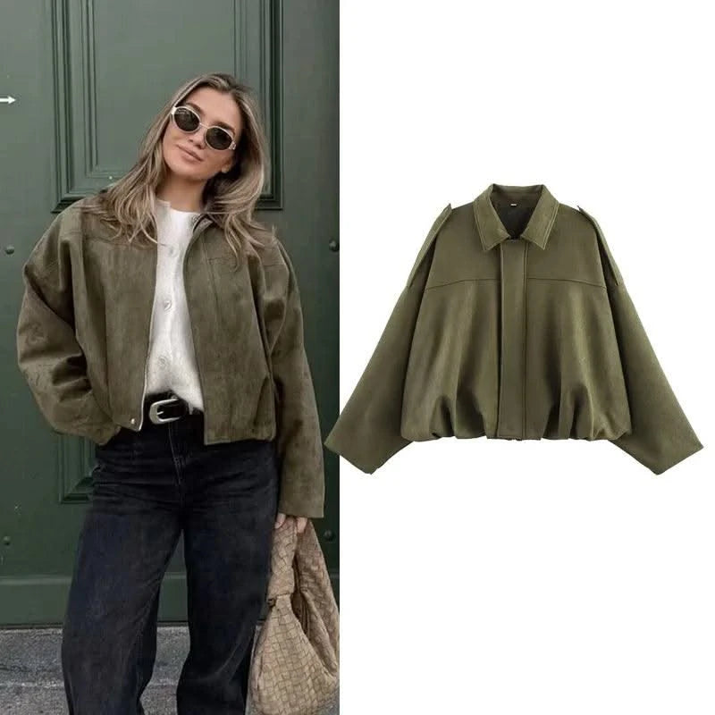 Women's Bomber Jackets Coats Loose Coats Vintage Female Outerwear Chic Tops