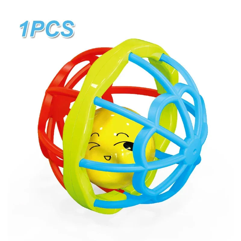 ASWJ Soft Baby Grasping Ball Rattles with Bell Ball Early Education Educational Sensory Toy Newborn Gift Random Color