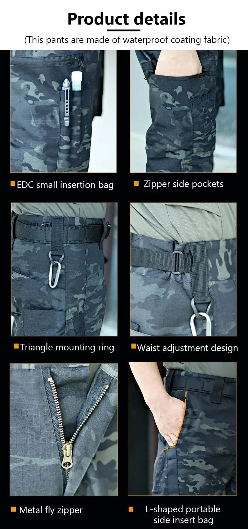 New Men Tactical Trousers Cargo Multi-Pocket Pants Outdoor Construction Work Wear Fishing Hiking Trekking Casual Pants Durable