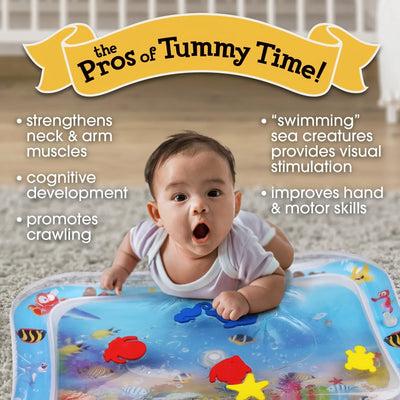 Tummy Time Water Mat with Gift Box for Infants Toddlers Baby 3 Months+, 26x20 in,waterplay,outdoor,summer fun,Christmas gift