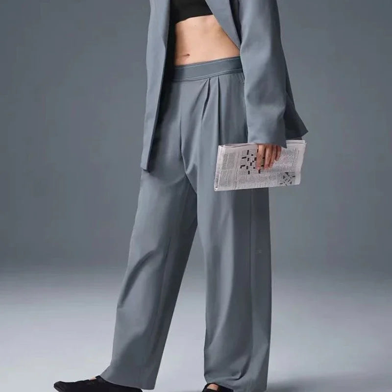 High Waisted Straight Leg Pants for Women Outdoor Leisure Sports Wide Leg Pants Joggers Black Loose Yoga Women's Trousers